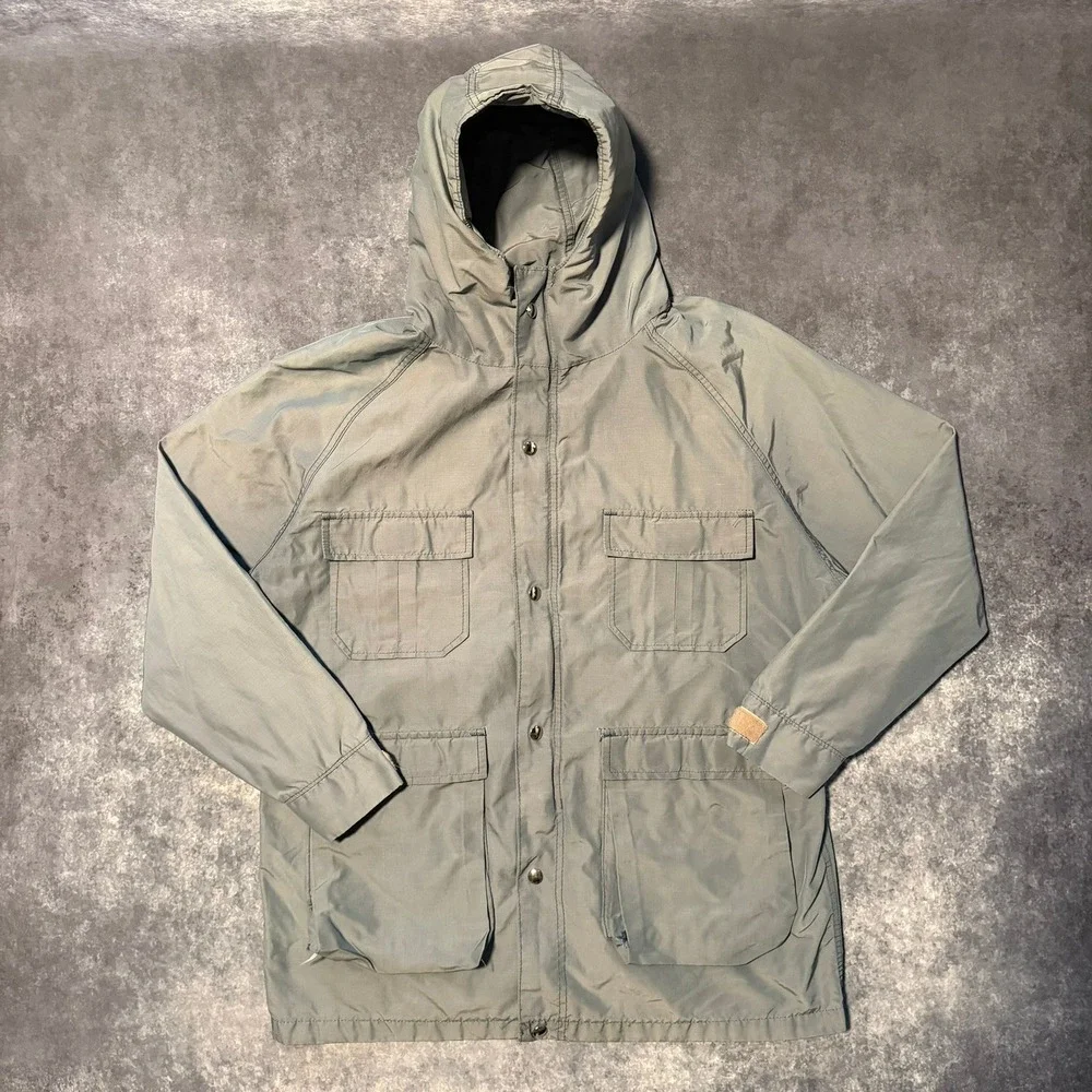 Vintage LL Bean Hooded Field Jacket Mens Medium‎ Gray Blue Made in USA Parka